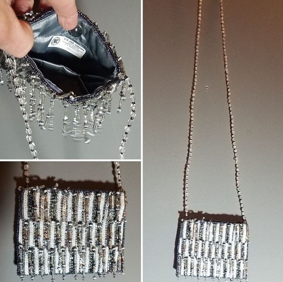 no brand Handbags - Super SHINE JEWELED SILVER PURSE